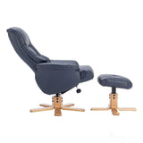 The Cairo - Swivel Recliner Chair & Matching Footstool in Navy Blue Faux Leather Morris Living - thumbnail 8