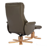 The Cairo - Swivel Recliner Chair & Matching Footstool in Olive Green Faux Leather Morris Living