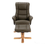 The Cairo - Swivel Recliner Chair & Matching Footstool in Olive Green Faux Leather Morris Living - thumbnail 4