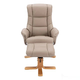 The Cairo - Swivel Recliner Chair & Matching Footstool in Pebble Faux Leather Morris Living