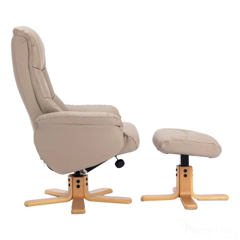 The Cairo - Swivel Recliner Chair & Matching Footstool in Pebble Faux Leather Morris Living - image 7