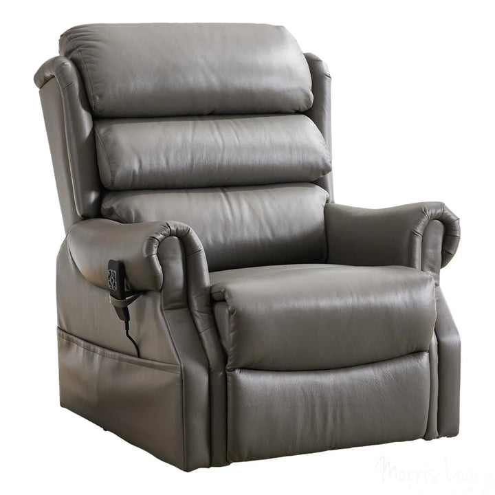 The Carlton Genuine Leather Riser Recliner in Grey - Dual Motor Mobility Chair Morris Living - image 1