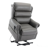 The Carlton Genuine Leather Riser Recliner in Grey - Dual Motor Mobility Chair Morris Living - thumbnail 2