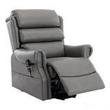 The Carlton Genuine Leather Riser Recliner in Grey - Dual Motor Mobility Chair Morris Living - thumbnail 3