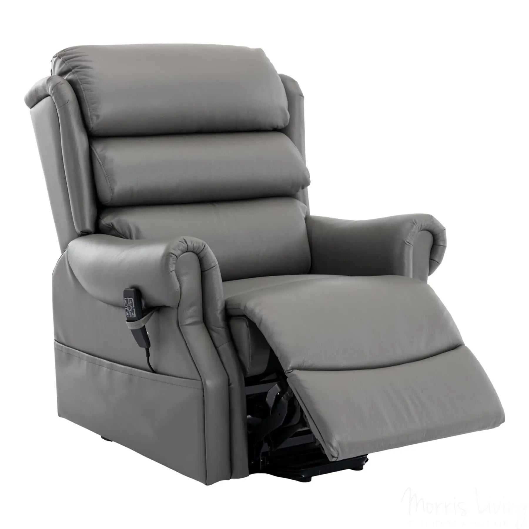 The Carlton Genuine Leather Riser Recliner in Grey - Dual Motor Mobility Chair Morris Living