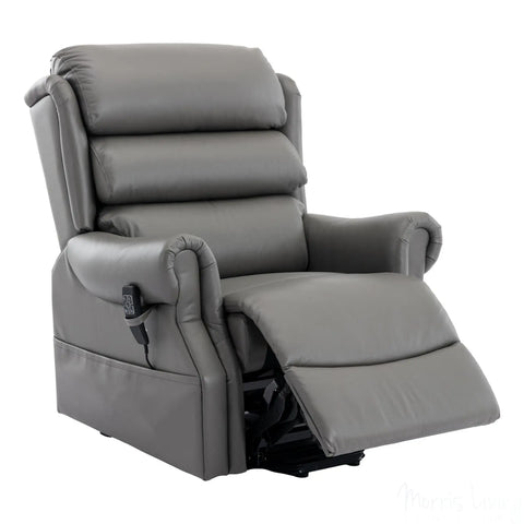The Carlton Genuine Leather Riser Recliner in Grey - Dual Motor Mobility Chair Morris Living - image 3