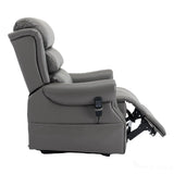 The Carlton Genuine Leather Riser Recliner in Grey - Dual Motor Mobility Chair Morris Living - thumbnail 4