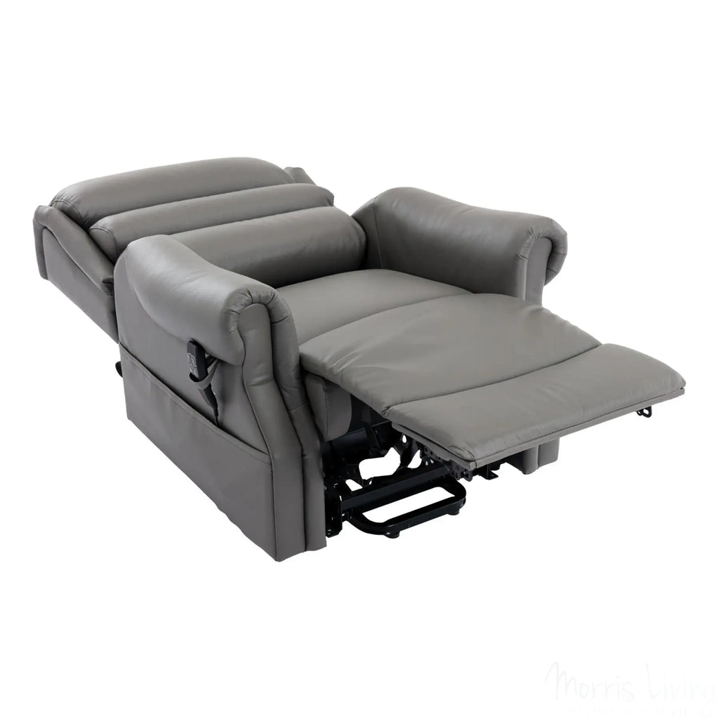 The Carlton Genuine Leather Riser Recliner in Grey - Dual Motor Mobility Chair Morris Living