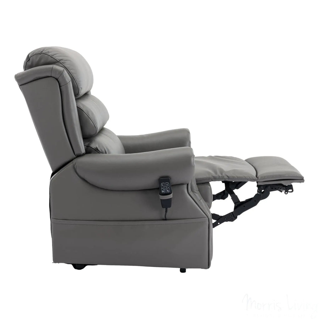 The Carlton Genuine Leather Riser Recliner in Grey - Dual Motor Mobility Chair Morris Living