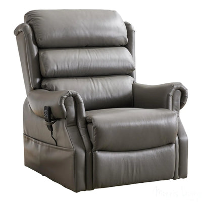 The Carlton Genuine Leather Riser Recliner in Grey - Dual Motor Mobility Chair - Refurbished Morris Living