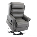 The Carlton Genuine Leather Riser Recliner in Grey - Dual Motor Mobility Chair - Refurbished Morris Living