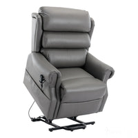 The Carlton Genuine Leather Riser Recliner in Grey - Dual Motor Mobility Chair - Refurbished Morris Living