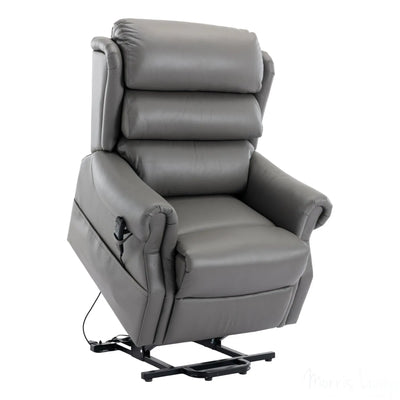 The Carlton Genuine Leather Riser Recliner in Grey - Dual Motor Mobility Chair - Refurbished Morris Living