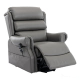 The Carlton Genuine Leather Riser Recliner in Grey - Dual Motor Mobility Chair - Refurbished Morris Living