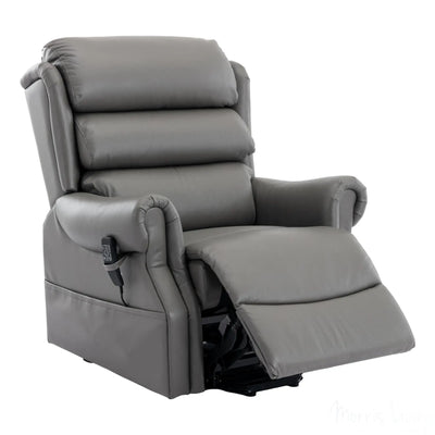 The Carlton Genuine Leather Riser Recliner in Grey - Dual Motor Mobility Chair - Refurbished Morris Living