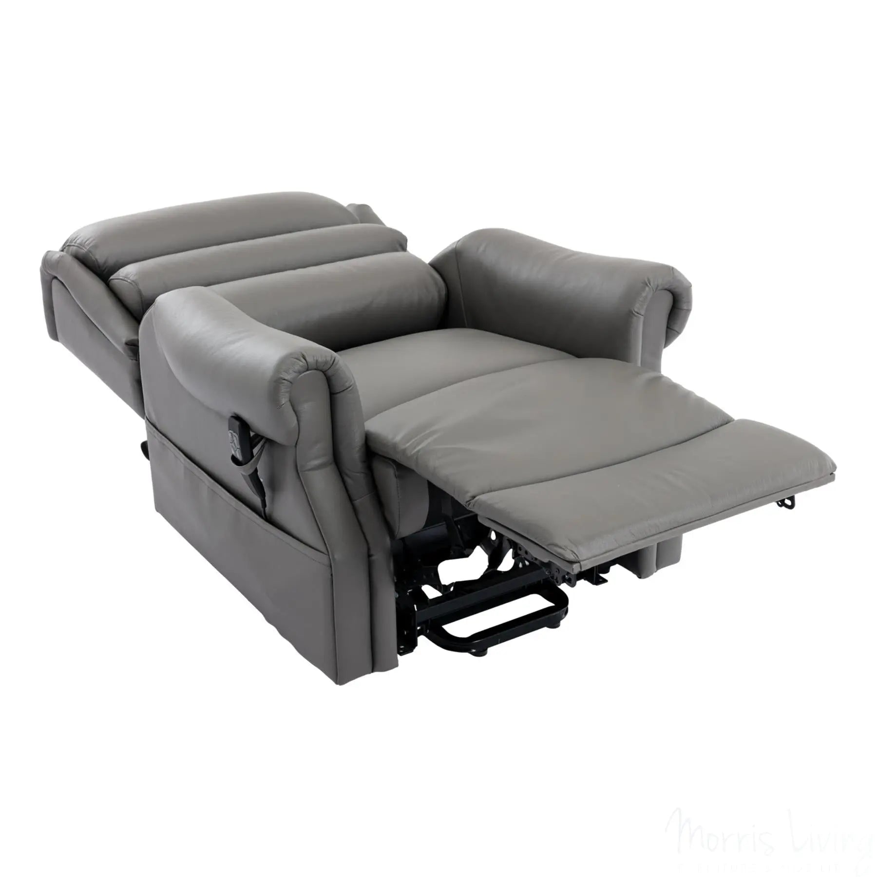 The Carlton Genuine Leather Riser Recliner in Grey - Dual Motor Mobility Chair - Refurbished Morris Living