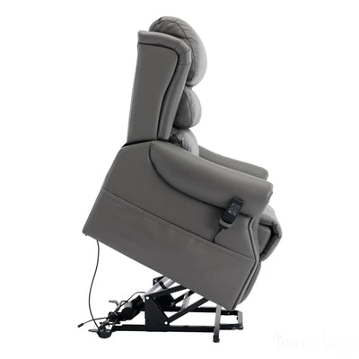 The Carlton Genuine Leather Riser Recliner in Grey - Dual Motor Mobility Chair - Refurbished Morris Living