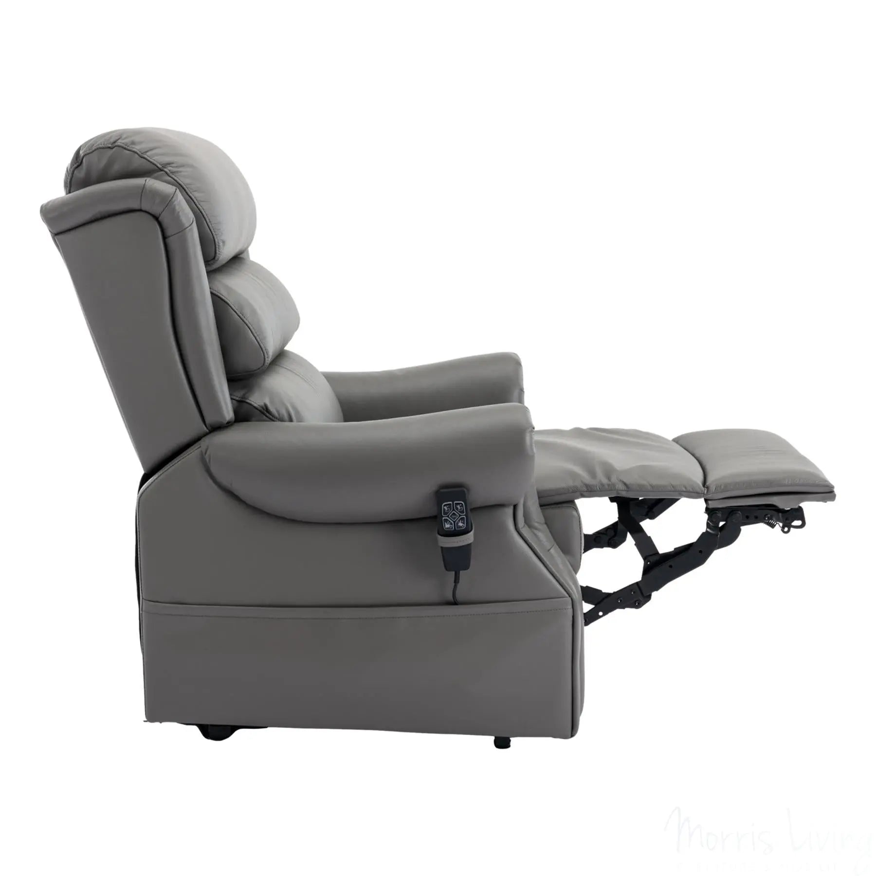 The Carlton Genuine Leather Riser Recliner in Grey - Dual Motor Mobility Chair - Refurbished Morris Living