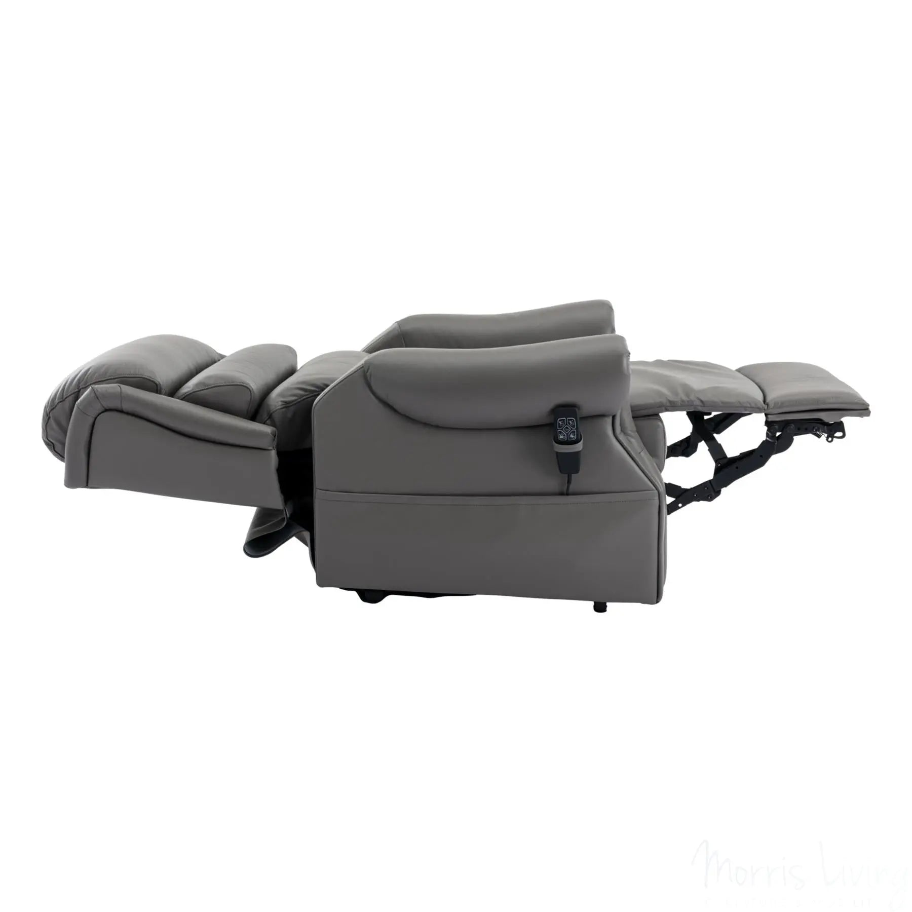 The Carlton Genuine Leather Riser Recliner in Grey - Dual Motor Mobility Chair - Refurbished Morris Living