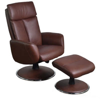 The Dakota Swivel Recliner Chair in Chestnut Genuine Leather and Match base. Morris Living