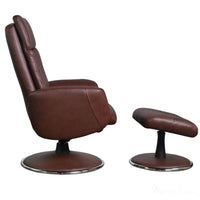 The Dakota Swivel Recliner Chair in Chestnut Genuine Leather and Match base. Morris Living