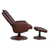 The Dakota Swivel Recliner Chair in Chestnut Genuine Leather and Match base. Morris Living