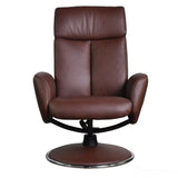 The Dakota Swivel Recliner Chair in Chestnut Genuine Leather and Match base. Morris Living