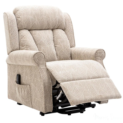 The Darwin - Dual Motor Riser Recliner Chair in Cream Brush Fabric - Refurbished Morris Living