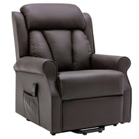 The Darwin - Dual Motor Riser Recliner Mobility Arm Chair in Brown Leather - Refurbished Morris Living