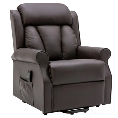 The Darwin - Dual Motor Riser Recliner Mobility Arm Chair in Brown Leather - Refurbished Morris Living