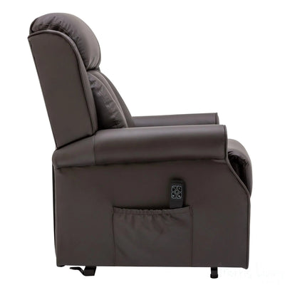 The Darwin - Dual Motor Riser Recliner Mobility Arm Chair in Brown Leather - Refurbished Morris Living