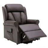 The Darwin - Dual Motor Riser Recliner Mobility Arm Chair in Brown Leather - Refurbished Morris Living