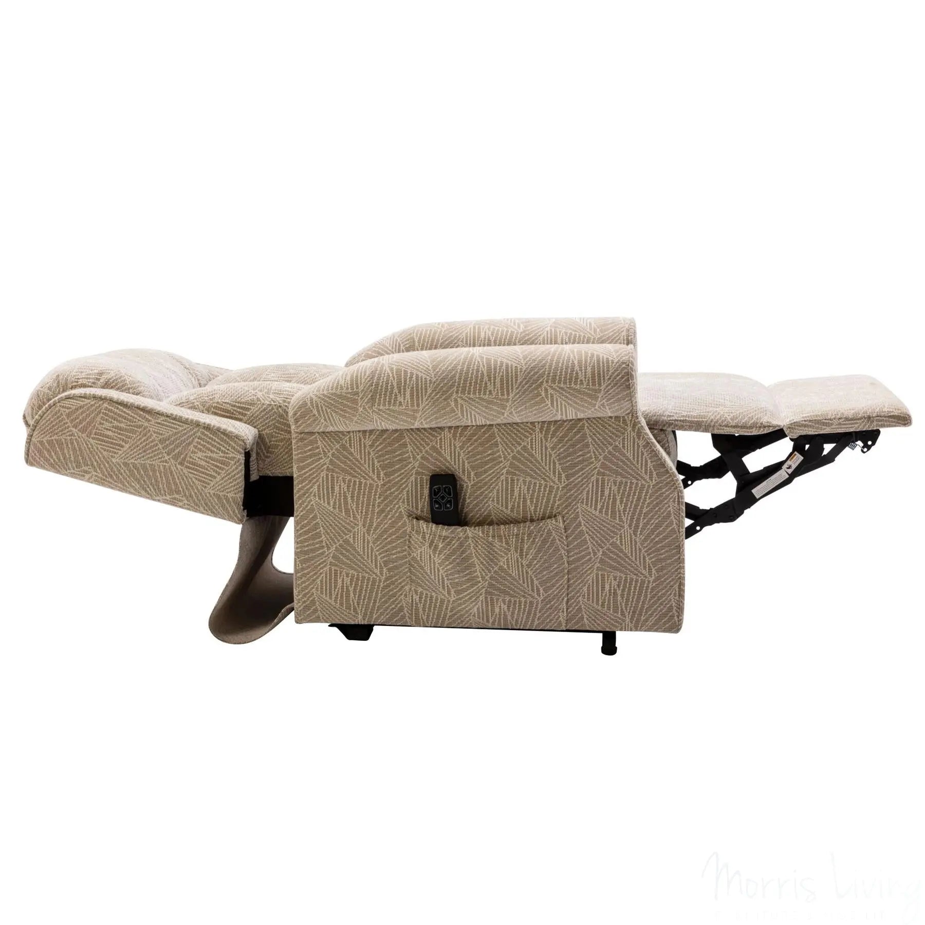 The Darwin - Dual Motor Riser Recliner Mobility Arm Chair in Cream Brushstroke Fabric Morris Living
