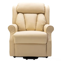 The Darwin - Dual Motor Riser Recliner Mobility Arm Chair in Cream Genuine Leather - Minor Damage Morris Living