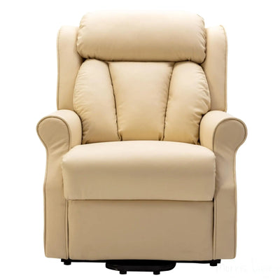The Darwin - Dual Motor Riser Recliner Mobility Arm Chair in Cream Genuine Leather - Minor Damage Morris Living