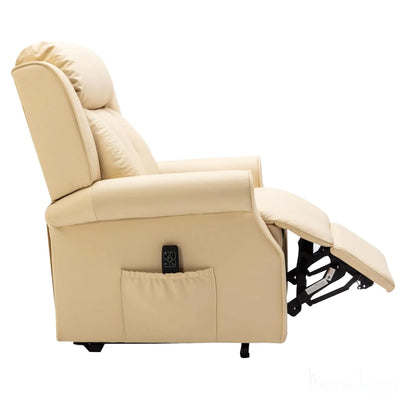 The Darwin - Dual Motor Riser Recliner Mobility Arm Chair in Cream Genuine Leather - Minor Damage Morris Living
