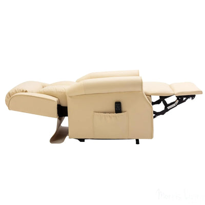 The Darwin - Dual Motor Riser Recliner Mobility Arm Chair in Cream Genuine Leather - Minor Damage Morris Living