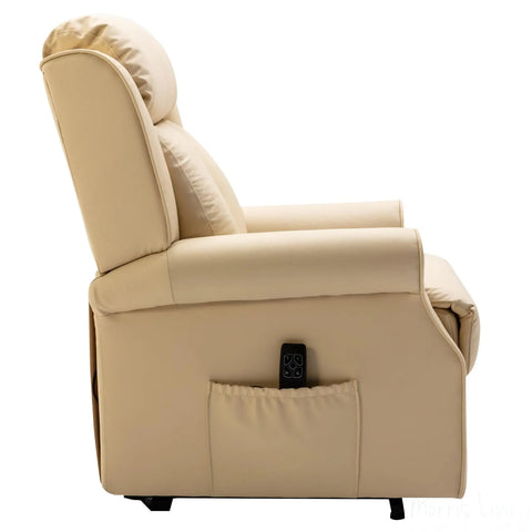 The Darwin - Dual Motor Riser Recliner Mobility Arm Chair in Cream Genuine Leather Morris Living - image 3