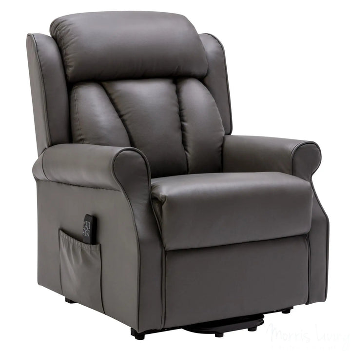 The Darwin - Dual Motor Riser Recliner Mobility Arm Chair in Grey Genuine Leather Morris Living - image 1