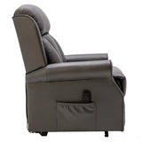 The Darwin - Dual Motor Riser Recliner Mobility Arm Chair in Grey Genuine Leather Morris Living - thumbnail 3