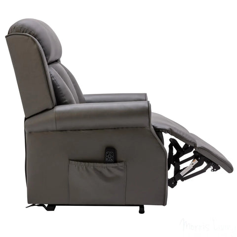 The Darwin - Dual Motor Riser Recliner Mobility Arm Chair in Grey Genuine Leather Morris Living - image 4