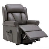 The Darwin - Dual Motor Riser Recliner Mobility Arm Chair in Grey Genuine Leather Morris Living - thumbnail 5