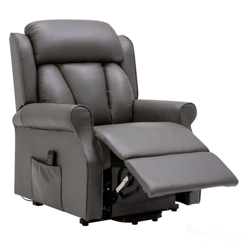 The Darwin - Dual Motor Riser Recliner Mobility Arm Chair in Grey Genuine Leather Morris Living - image 5