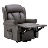The Darwin - Dual Motor Riser Recliner Mobility Arm Chair in Grey Genuine Leather Morris Living - thumbnail 6