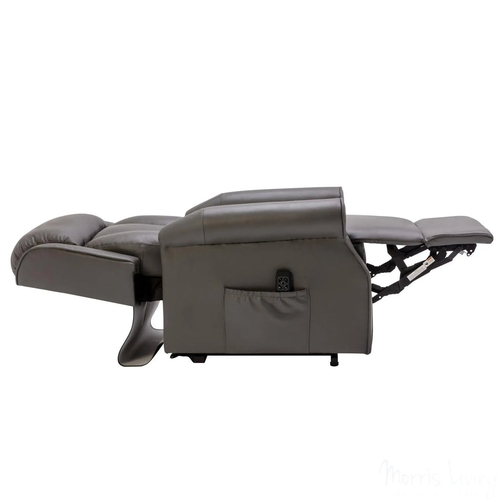 The Darwin - Dual Motor Riser Recliner Mobility Arm Chair in Grey Genuine Leather Morris Living