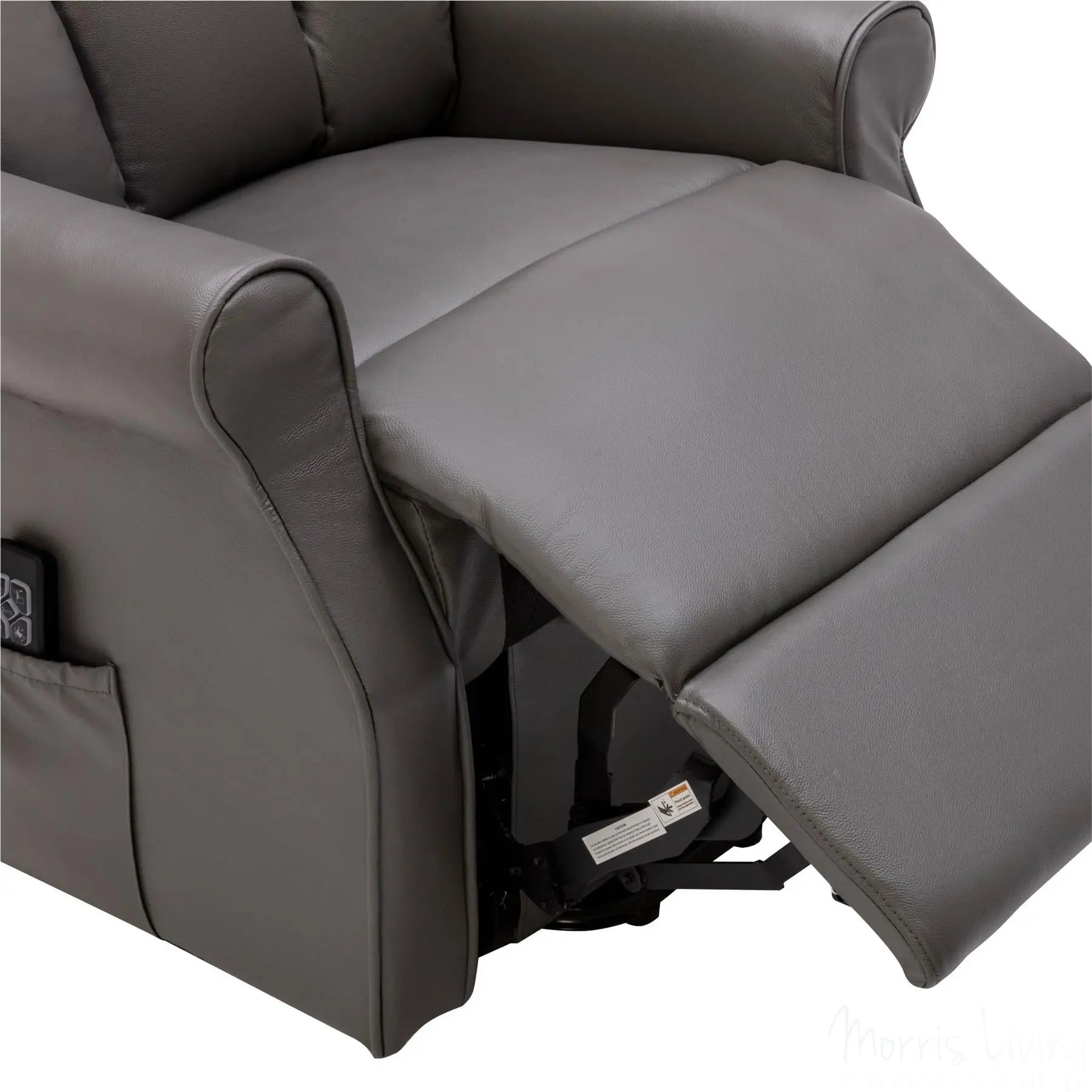 The Darwin - Dual Motor Riser Recliner Mobility Arm Chair in Grey Genuine Leather Morris Living