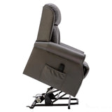 The Darwin - Dual Motor Riser Recliner Mobility Arm Chair in Grey Genuine Leather Morris Living - thumbnail 9