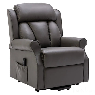 The Darwin - Dual Motor Riser Recliner Mobility Arm Chair in Grey Leather - Clearance Morris Living