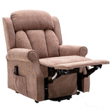 The Darwin - Dual Motor Riser Recliner Mobility Arm Chair in Mink Brushstroke Fabric - Clearance Morris Living