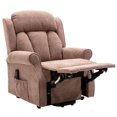 The Darwin - Dual Motor Riser Recliner Mobility Arm Chair in Mink Brushstroke Fabric - Clearance Morris Living
